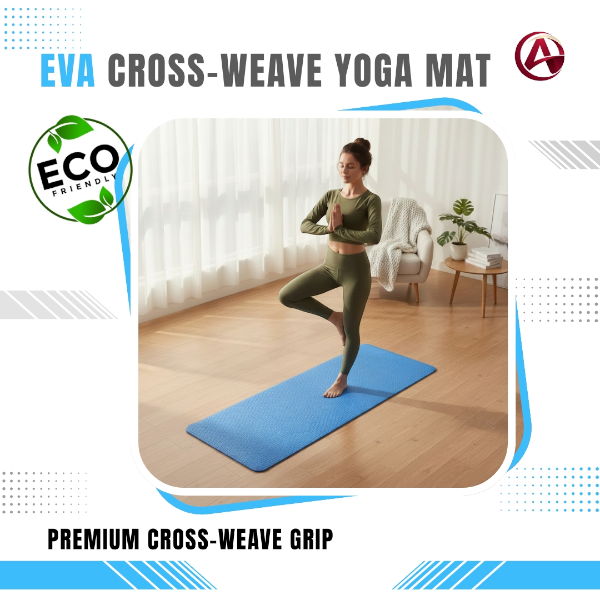 EVA Cross-Weave Yoga Mat 6ft x 2ft | 8mm Premium Textured Eco-Friendly Exercise Mat