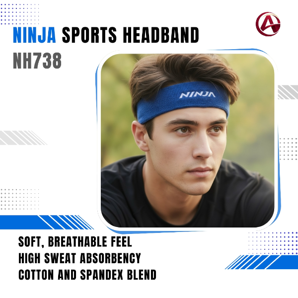 Ninja Sports Headband NH738 | Sweat-Absorbing Cotton Spandex Headband