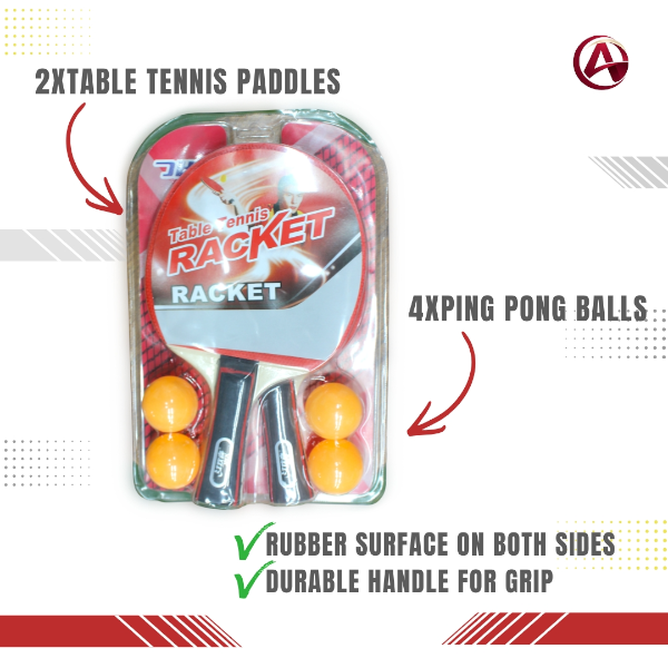 JHX Table Tennis Set - 2 Paddles & 4 Balls