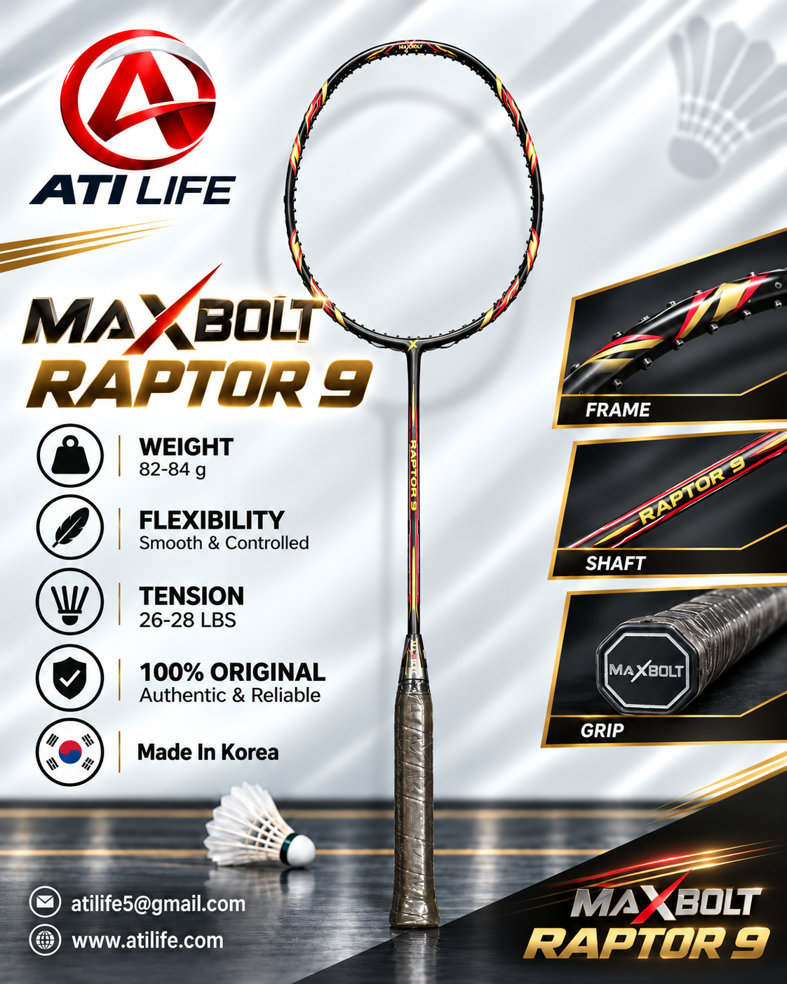 Maxbolt Raptor 9 Badminton Racket