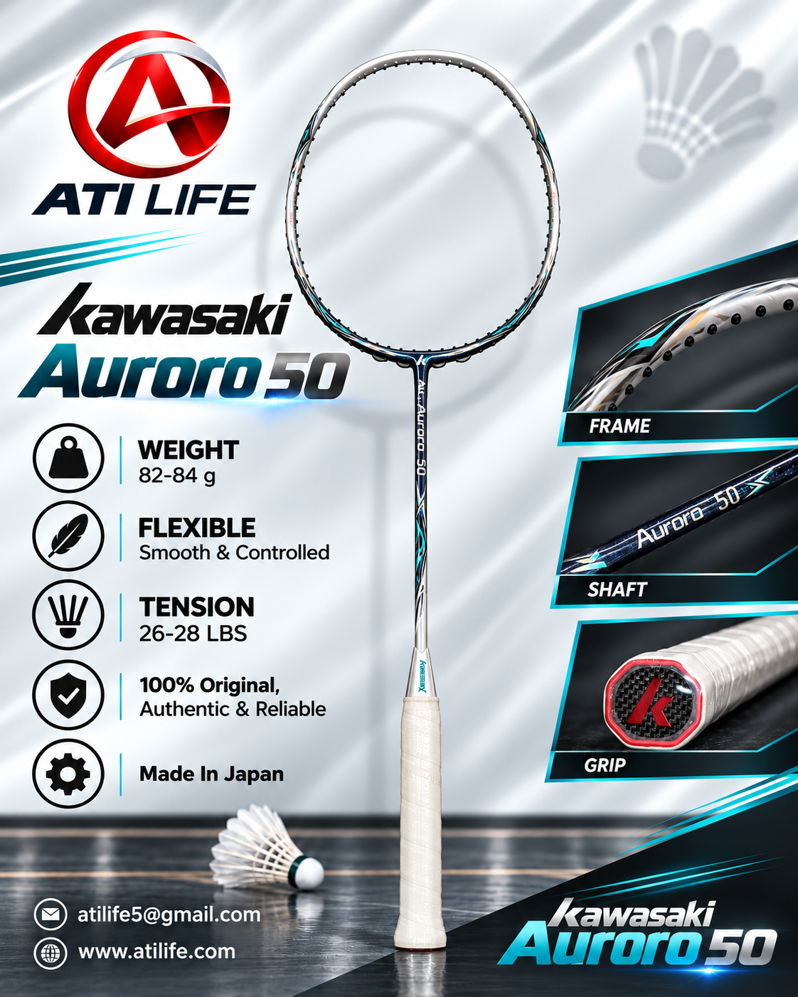 KAWASAKI AURORA 50 BADMINTION RACKET
