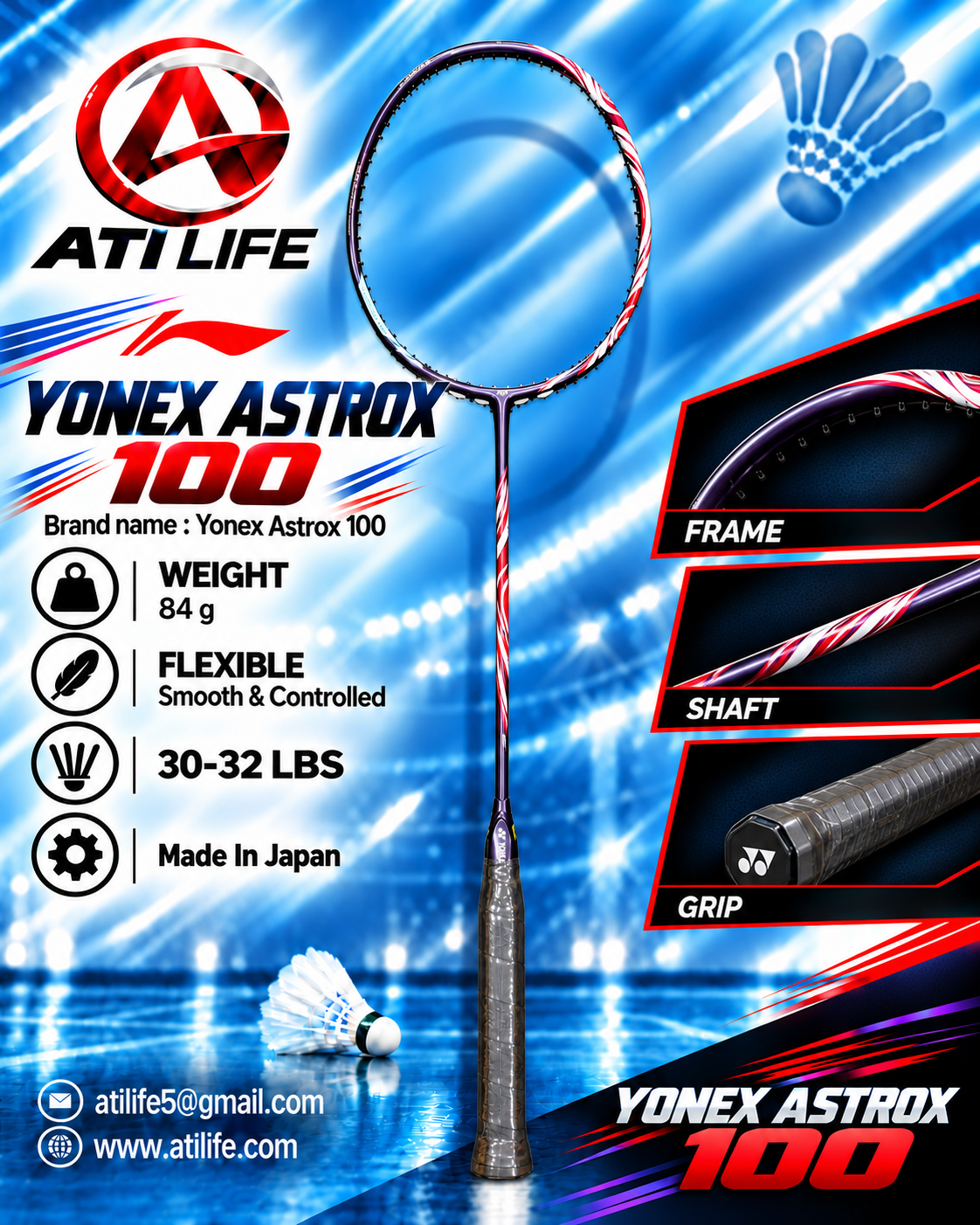 yonex astrox 100 badmintion Racket