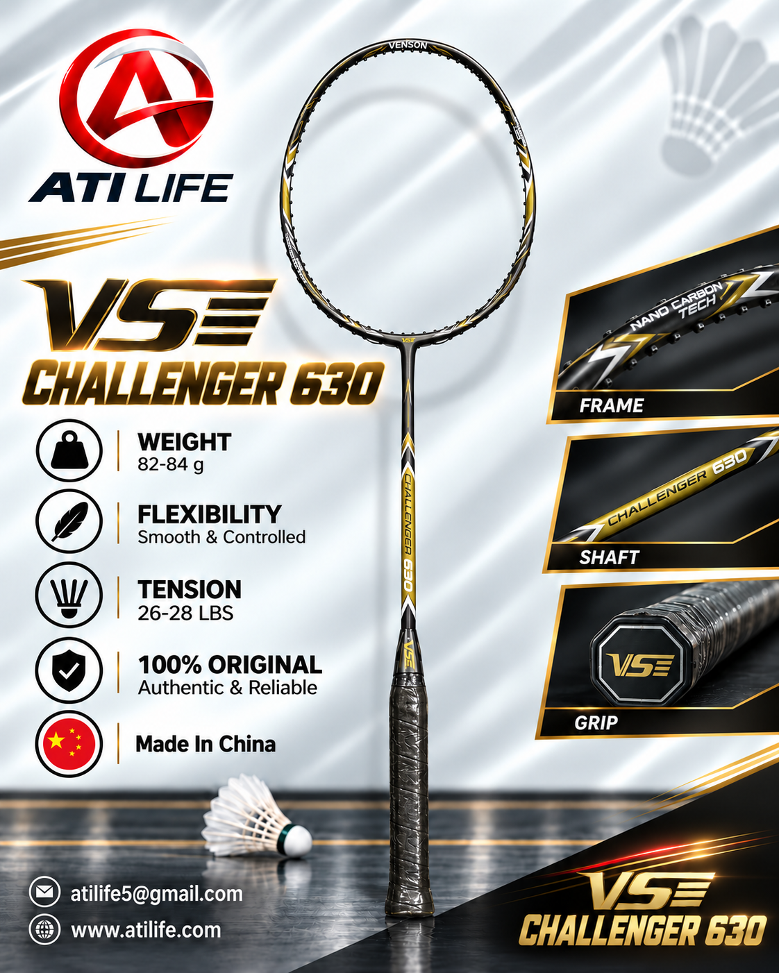 VSE Challenger 630 badmintion racket