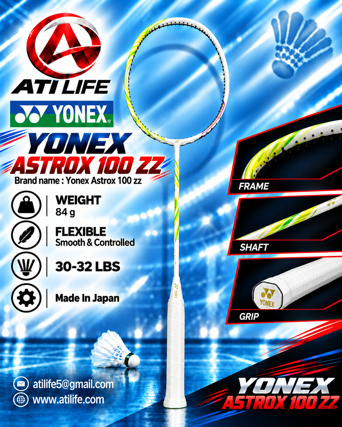 yonex astrox 100 zz badmintion racket