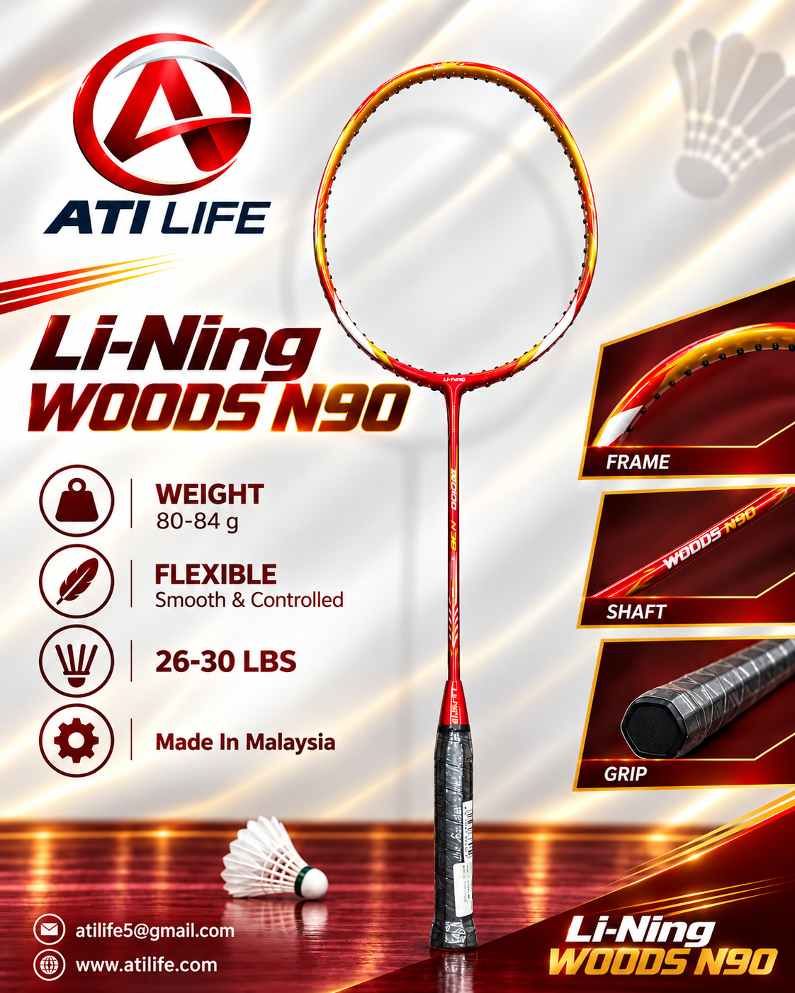 Lining woods n90 badmintion racket