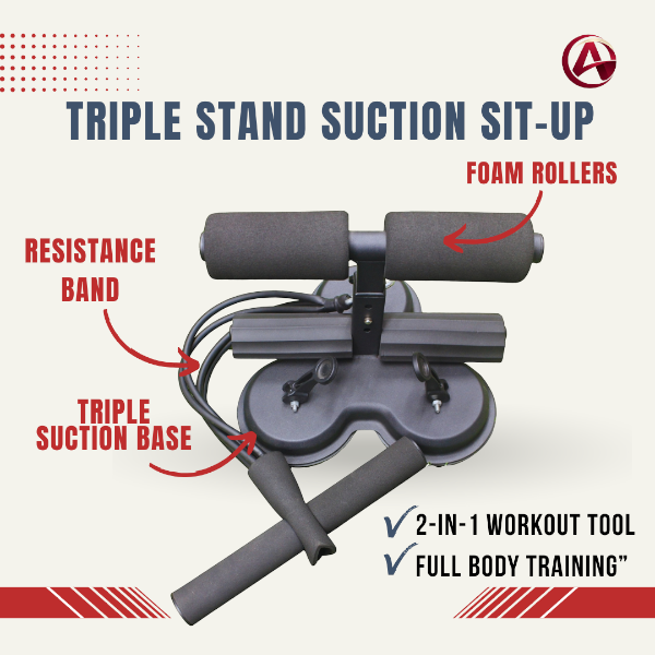 Suction Sit Up Triple Stand with Resistance Bands