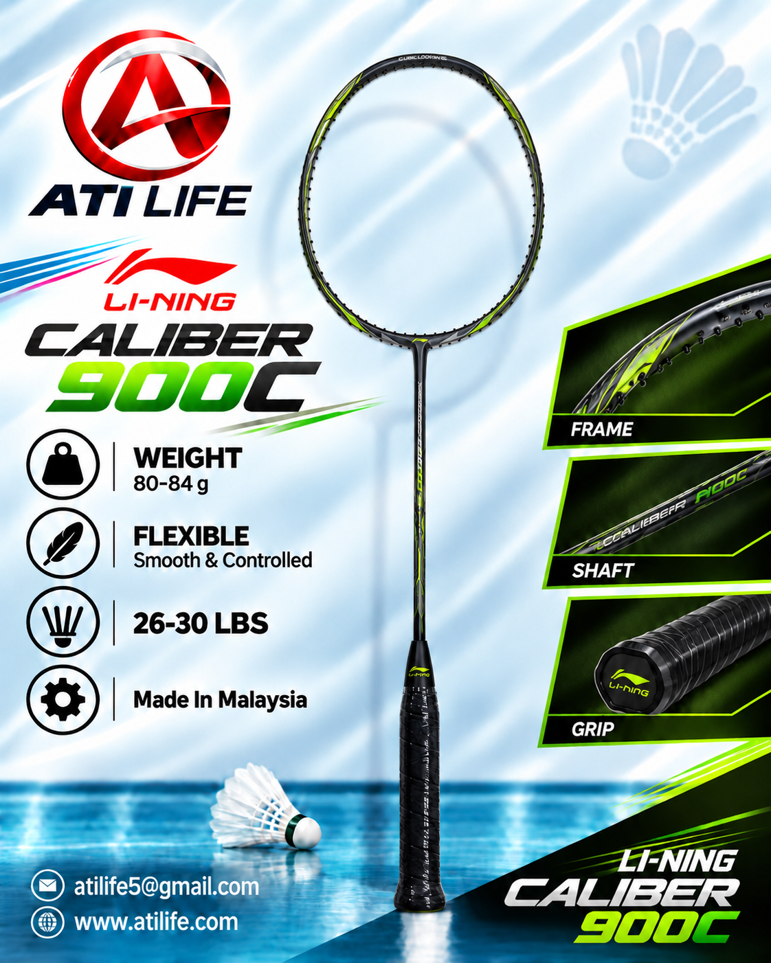 Lining Caliber 900c badmintion racket