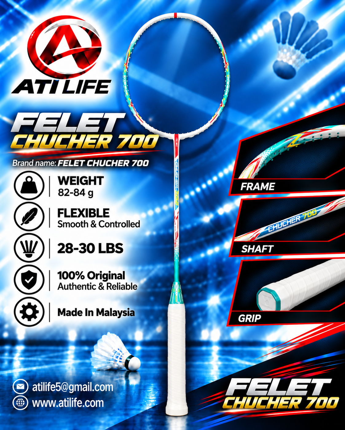 FELET CHUCKER 700 Badminton Racket