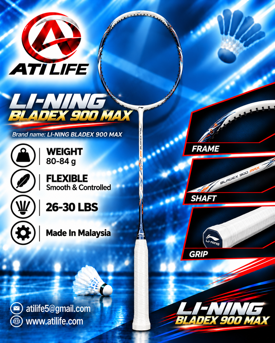 Lining Bladex 900 max badmintion racket