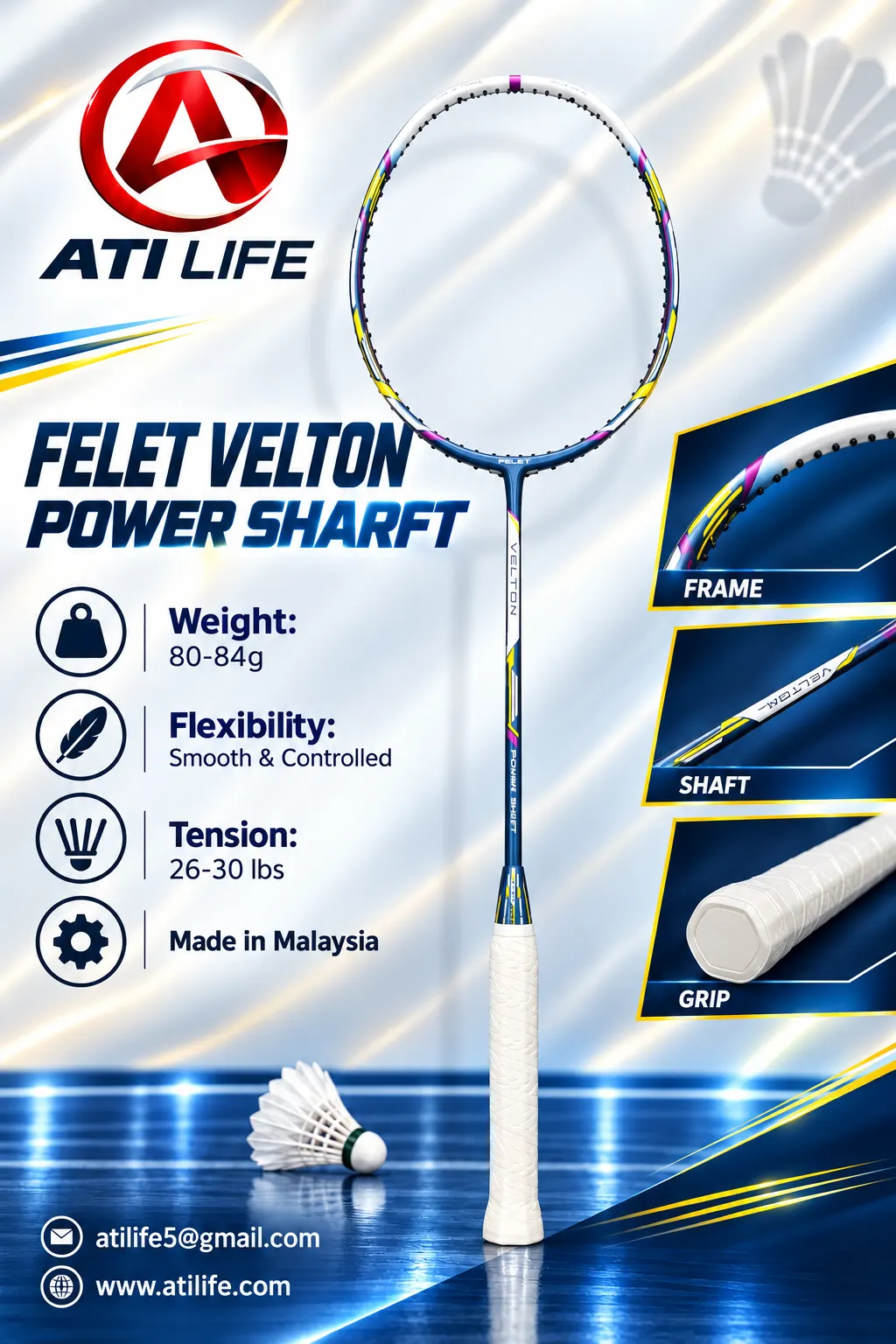 FELET VELTON POWER SHAFT BDMINTION RACKET