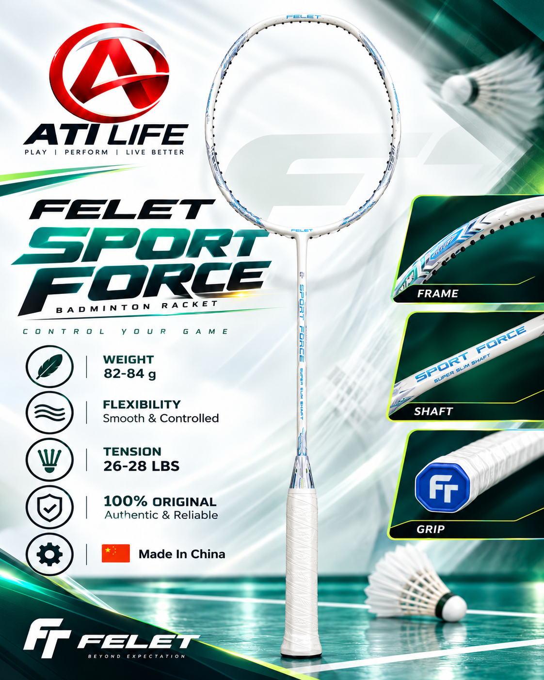 FELLET Sport force badmintion racket
